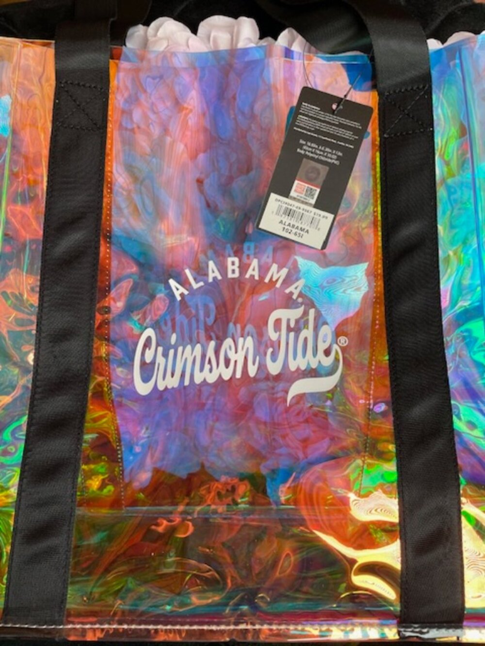 Iridescent Plastic Alabama Crimson Tide Tote